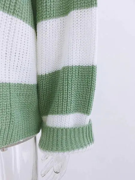 Cozy Colorblock Knit – Women’s Striped Sweater