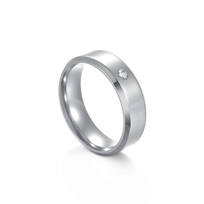 Double Beveled Gold Plated Stainless Steel Ring with Zirconia